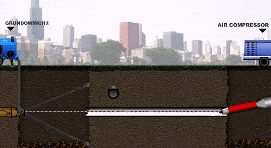 budget sewer pneumatic pipe bursting animation